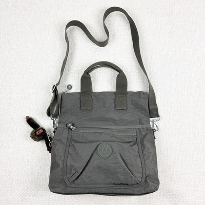 Kipling Eleva Tote Bag Convertible Shoulder Bag Gray Crossbody