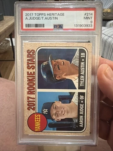 Aaron Judge Tyler Austin 2017 Topps Heritage Rookie #214 PSA 9 Mint RC Yankees🔥