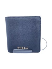 FURLA Bi-fold Wallet Leather Black Plain Women's