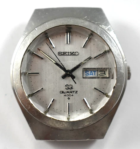 Vintage Seiko Quartz 4004 Day Date Calendar Wrist Watch lot.qc