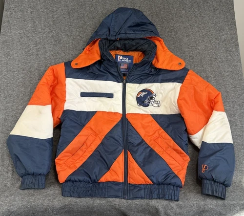 VTG Broncos Puffer Jacket Men’s Large Pro Player Football NFL Logo Spell out *