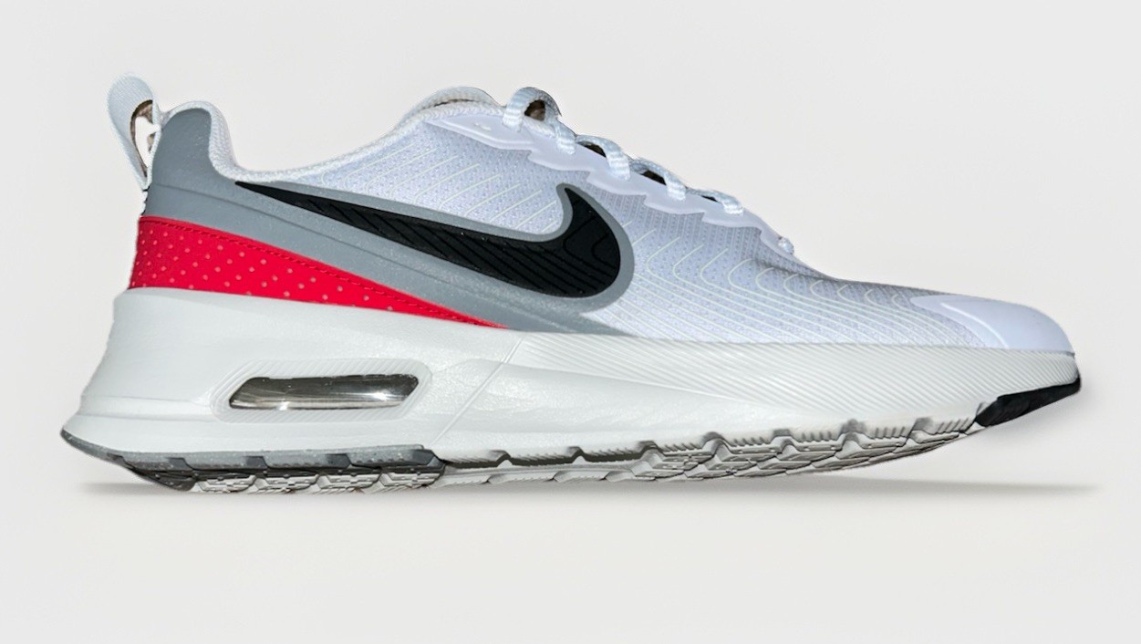 Nike Air Max Men's Cushioned Running Sneakers White Gray Red Black Mesh Low Top