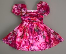 Knit Works Girls Dress Sz 12 Coral Floral Chiffon Plated Elegant Wedding Flower