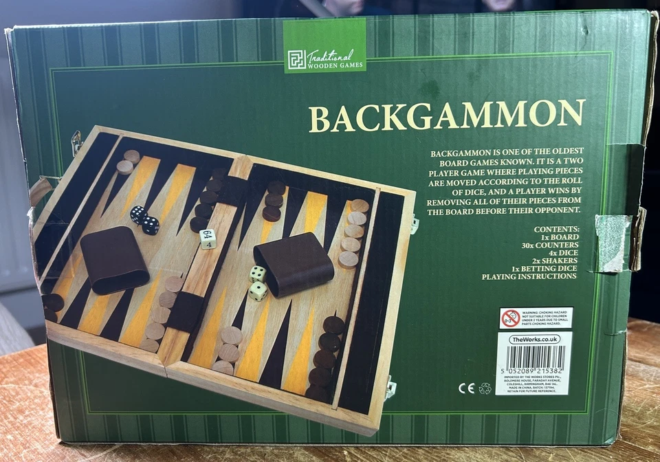 New Wooden Backgammon Set In Folding Case New & Boxed Traditional Wooden Games - Image 3 of 4