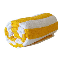 Cabana Beach Pool Towels Yellow 2x2 Stripes 30x60" Cotton Ring Spun Set of 3