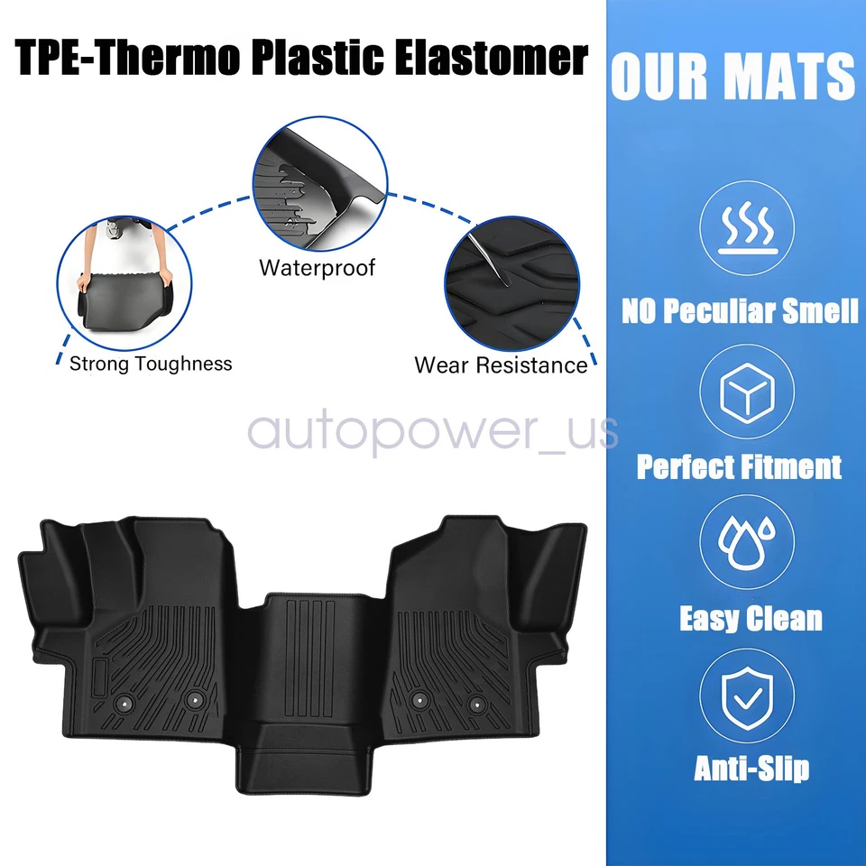 Alfombrillas forros TPE negras para Ford Transit 150/250/350/350 HD 2022 2023 2024 Foto 3 de 4