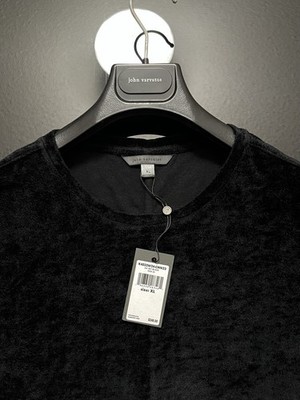 John Varvatos Collection Luxury Mens Shirt - Black Velvet Velour - $248 NWT