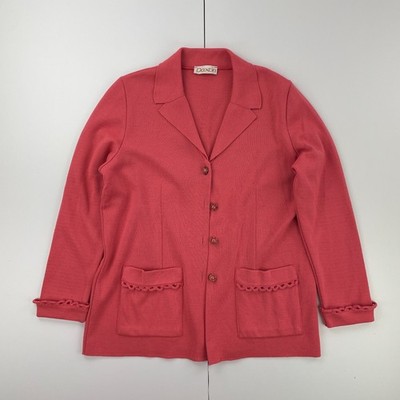 DAXON Blazer 14 16 Rosa Damen Merinowollmischung Taschen Vintage Strick