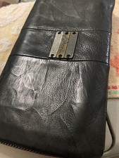 Diesel Men Rare Logo Plate Leather Wrinkled Long Wallet Vintage Luxury Slim ITA