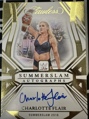 2024 Panini Flawless WWE Summerslam Charlotte Flair Gold Auto 2/10