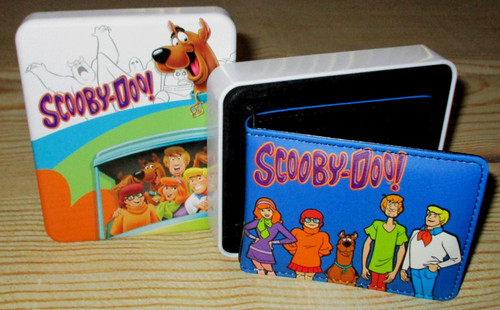 MENS BUCKLE DOWN SCOOBY DOO MYSTERY MACHINE BIFOLD WALLET WITH TIN GIFT BOX
