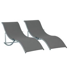 Image of Outsunny Set of 2 Zero Gravity Lounge Chair Recliners Sun Lounger Dark Grey