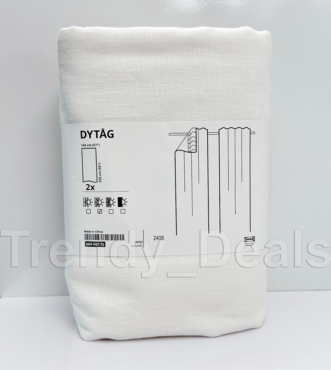 DYTÅG ディトーグ カーテン2組(4枚), ホワイト DYTÅG curtains, 1 pair, white/with heading tape, 57x98
