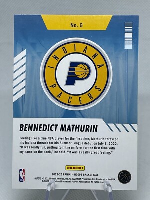 Bennedict Mathurin nba hoops arriving now pacers 22-23 #6 | eBay