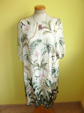 Kleid H&M Safari weiß mit Blüten und Tiere Gr 40 wie neu