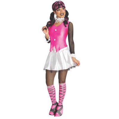 DAMEN DRACULAURA KOSTÜM-SET Halloween Karneval Monster High Vampir Schulmädchen
