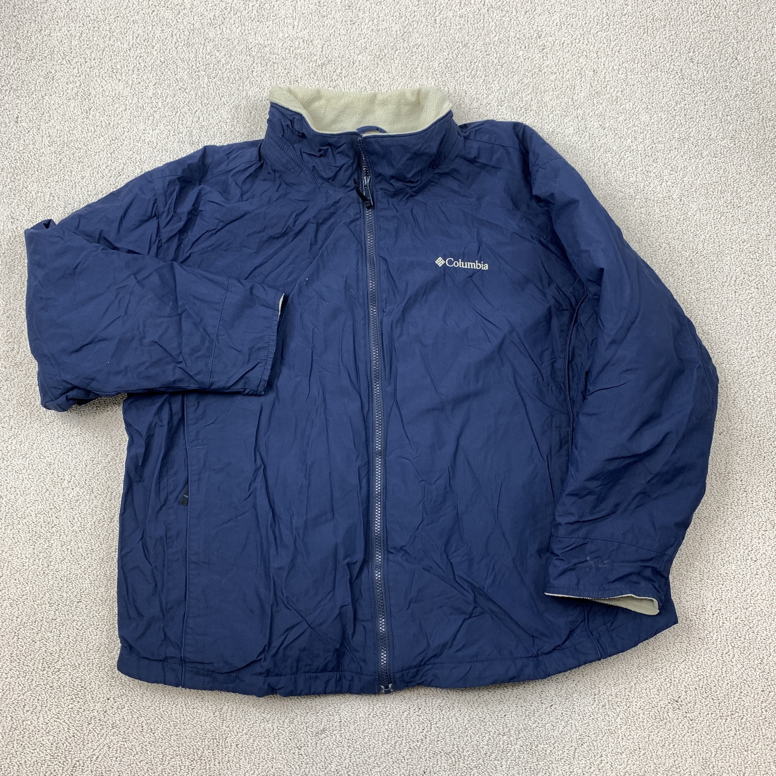 Vintage Columbia Men's Large Blue Fleece-Lined Warm Casual Jacket