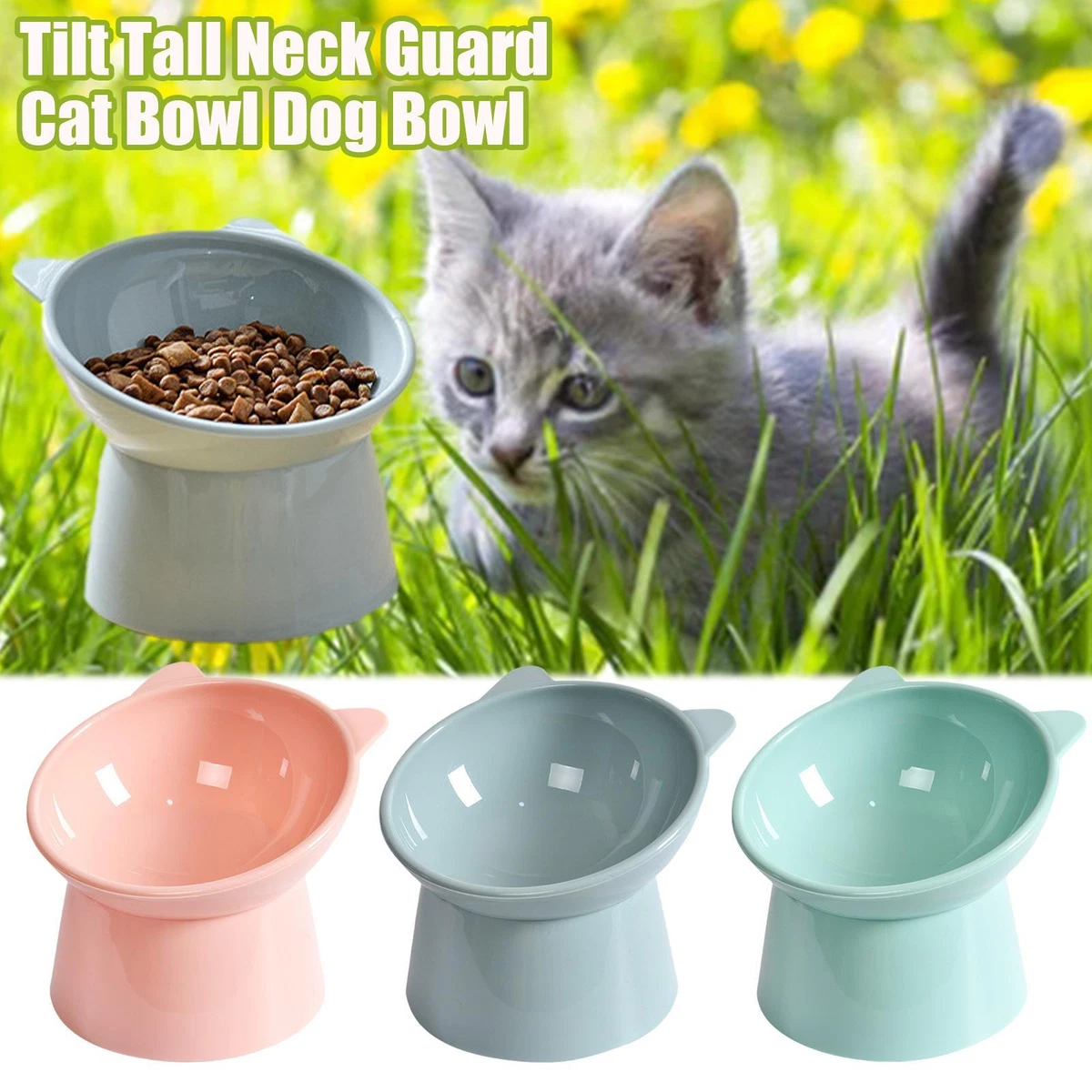 Pet Bowl Slanted Elevated Cat Food Bowl with Stand For Cats and 45°