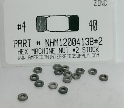 #4-40 SMALL PATTERN HEX MACHINE SCREW NUTS STEEL DULL ZINC 3/16 AFx1/16TH (1000)