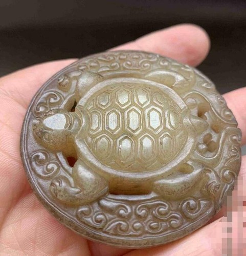 Antique Jade Beast Tortoise Statue Rich Armour Amulet Jade Pendant Ornaments - Picture 6 of 7