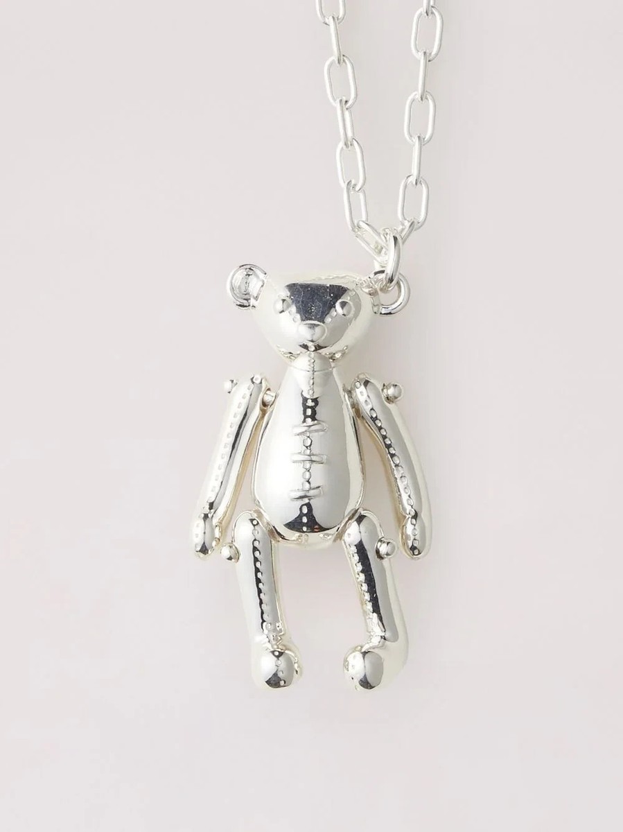 AMBUSH Silver Teddy Bear Necklace Signature Silver Brasss AMBUSH Silver Teddy Bear Necklace Signature Silver Brasss