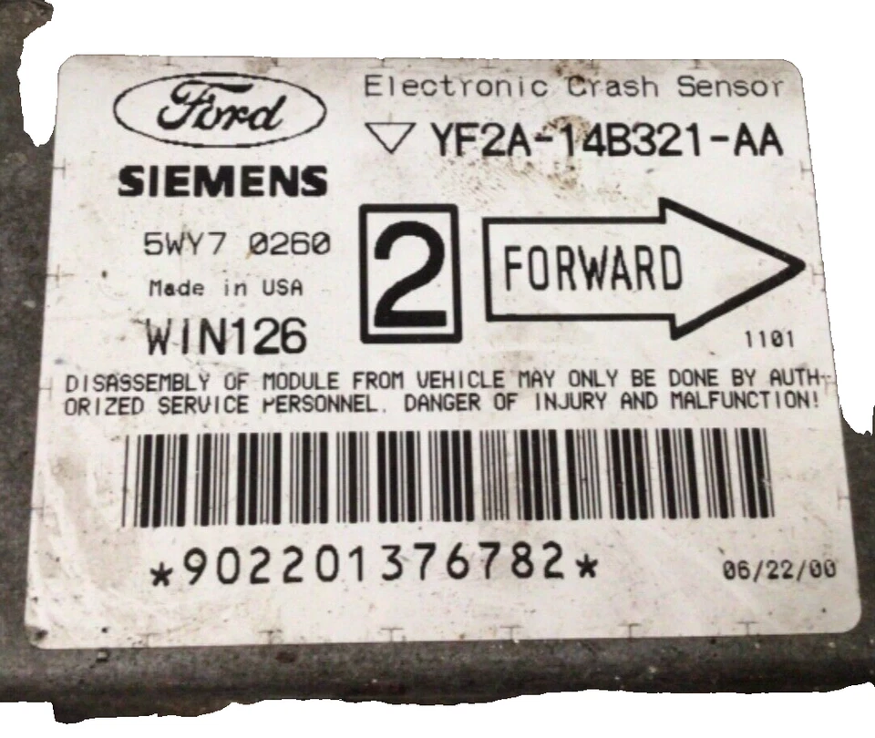 Computadora módulo de control Ford Windstar SRS 1999-2000 YF2A-14B321-AA OEM Foto 2 de 3