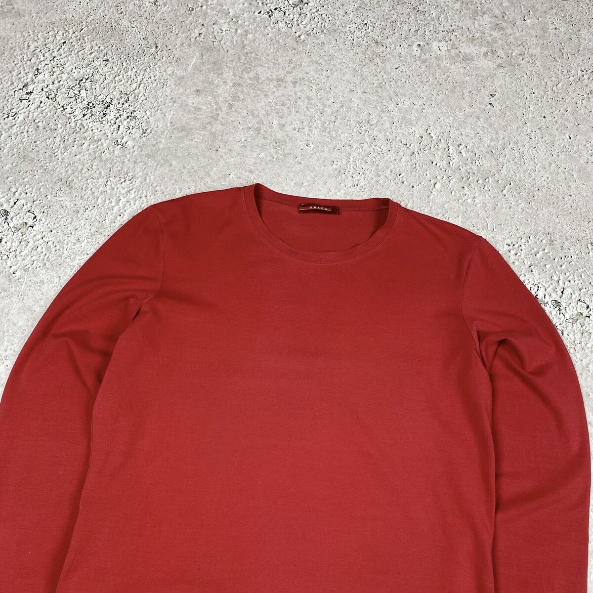 Prada Women's Vintage Red Tab Logo Long Sleeve T Shirt Top Prada Women's Vintage Red Tab Logo Long Sleeve T Shirt Top