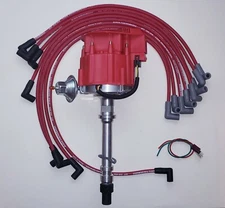 CHEVY 350 SUPER CAP HEI DISTRIBUTOR + 8.5mm SPARK PLUG WIRES OVER VALVE COVERS