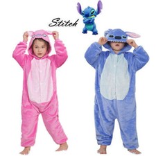 Kids Blue Stitch Cartoon Animal Pajamas Sleepwear Party Cosplay Xmas Costumes XX
