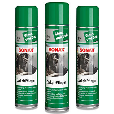 3x SONAX 03563000 Cockpit Pfleger New Car Reiniger Pflege Cockpit Plastik 400 ml