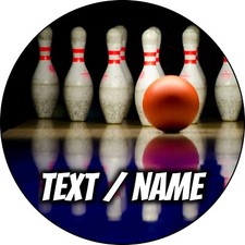 Bowling Tortenaufleger essbar Party Deko personalisiert Wunschtext Kugel Bahn