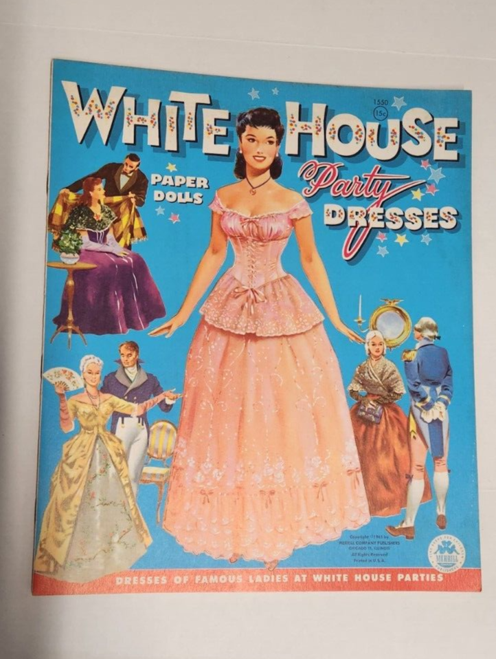 paper doll party dress White House Party Dresses Paper Dolls First Lady Merrill P 1961 UNCUT