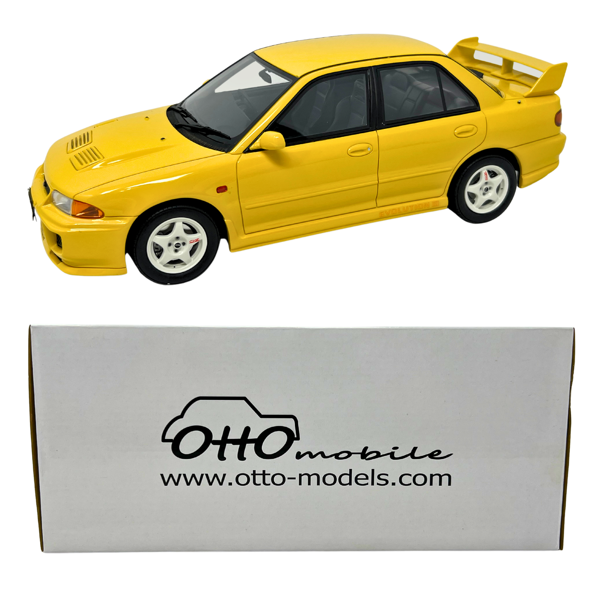 Otto Mobile 1995 Mitsubishi Lancer Evo III Yellow 1:18 Resin Model