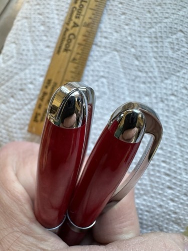 Vintage Pierre Cardin Ballpoint Pen Mechanical Pencil Set Red Marbleized - Picture 6 of 6