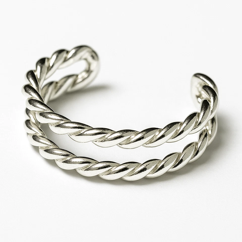 Bijoux en argent sterling 925 avec fil orbital hélice double torsion oreille ... - Photo 4/4