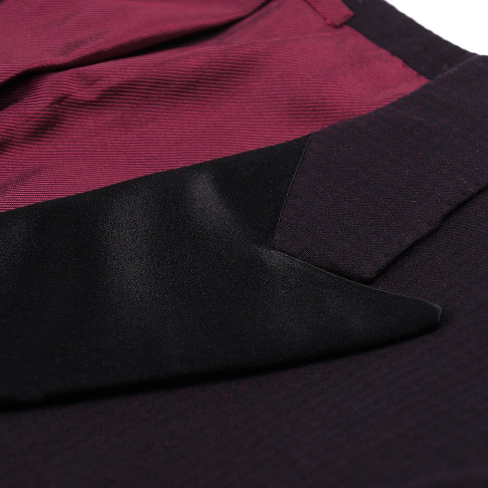 Blazer smoking Sartoria Partenopea slim fit lã borgonha jaqueta de jantar 40R Eu50 - Imagem 3 de 4