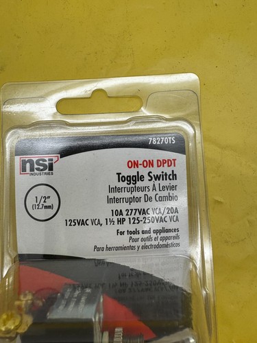 NSI 78270TS Bat Toggle Switch, 125/250 VAC, 20/10 A, 1-1/2, 2 hp Power Rating - Picture 2 of 4