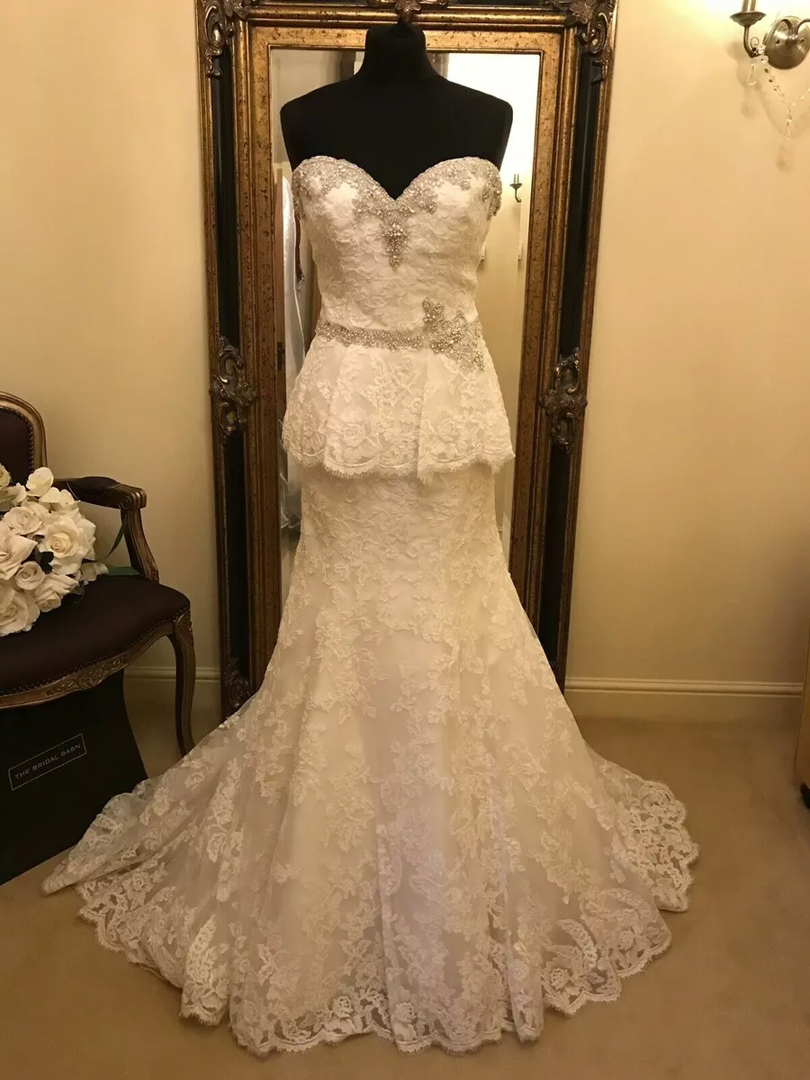 Peplum lace wedding dress outlet