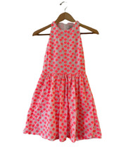 J.CREW Sz 00 Neon Pink Embroidered Floral Racerback Dress Sleeveless Fit & Flare