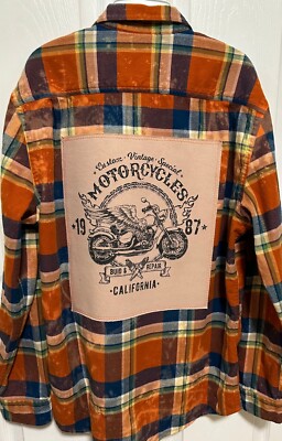 トップス VINTAGE CUSTOM FLANNEL SHIRTS Flannel Shirt, Bleached Flannel, Custom Made, Plaid Flannel