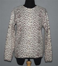 Reflections By Spiegel Leopard Mocha Brown Cream Angora Blend Cardigan Wm's S/M