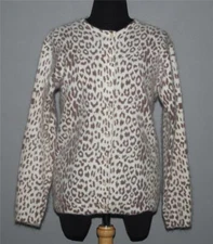 Reflections By Spiegel Leopard Mocha Brown Cream Angora Blend Cardigan Wm's S/M