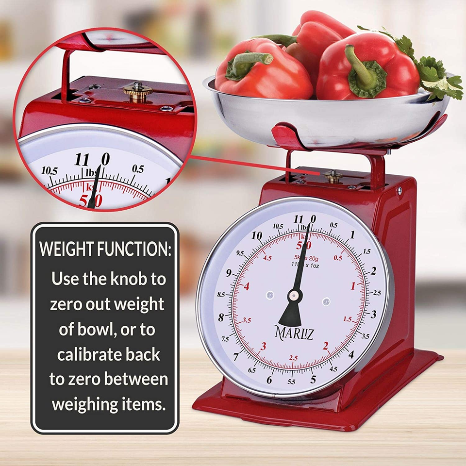 11 Lb/ 5Kg Mechanical Food Scale for Kitchen Analog Kitchen Scale with