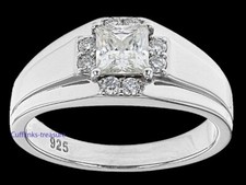 Natural White Topaz Gemstones with 925 sterling Silver Ring For Men's 3451