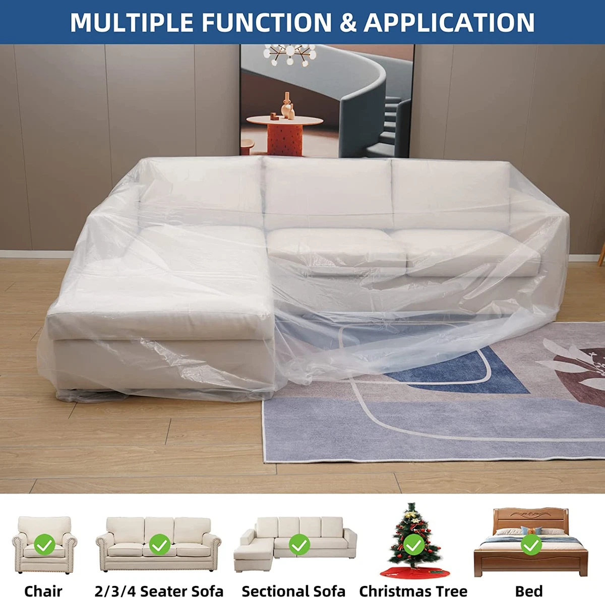 Plastic Couch Covers for Moving,Waterproof Outdoor Patio Furniture Cover