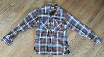 Sugar Cane Brown Flannel Shirt Size Small Made In Japan Toyo Enterprise