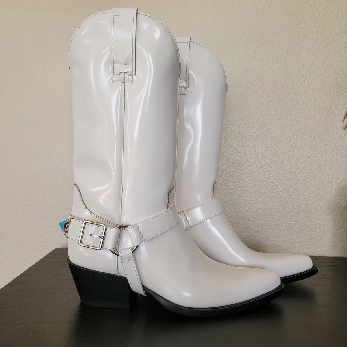 Calvin klein white cowboy best sale boots