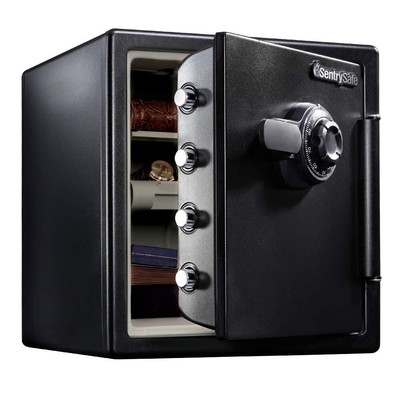 SentrySafe Fireproof and Waterproof Black Steel Home Safe with Dial Combinati...