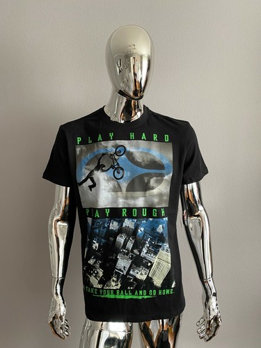 No Fear Shirt Play Hard Play Rough Graphic Tee Black Men's Size XL 90's Y2K
