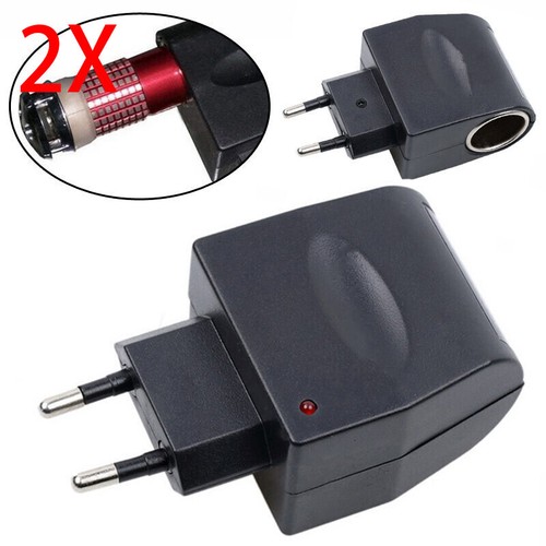 2x Stecker Auto Adapter AC auf DC Steckdose Zigarettenanzünder 220V-12V Adapter